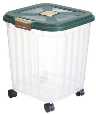 SMELL & SMILE Contenedor de Comida para Perro Contenedor pienso Perros con Ruedas Contenedor para Pienso Contenedor de Alimentos para Mascotas Caja de Alimentos (36 * 38 * 38CM-V)