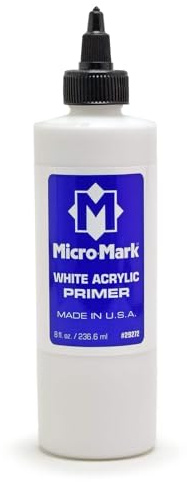 Micro-Mark White Acrylic Primer, 8oz - Made in USA Acrylic Surface Primer for Models, Miniatures, and Crafts