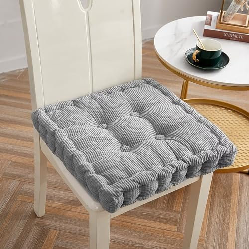 4er Set Stuhlkissen, Sitzkissen 50 * 50cm für Indoor und Outdoor, Bodenkissen, aus 100% Baumwolle Polsterung Steppkissen/Bodenkissen, Festes Bodenkissen,Yogakissen, Haustierbett, Hellgrau