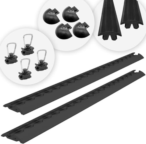 lasiprofi Airlineschienen mit Endkappen, Fittingen und Abdeckprofile | 1.000 mm, schwarz KTL-beschichtet, gebohrt, Halbrund, 50 x 11,5 mm | Zurrschiene | für Transporter, Wohnwagen, (Starterset 1.4)