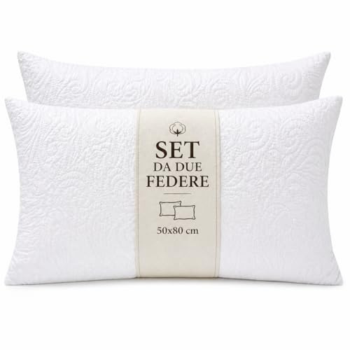 Set 2 Federe Trapuntate 50x80 con Cerniera – Copricuscino Imbottito Morbido, Protezione Guanciale, Anallergico, Lavabile-copricuscino- federa per cuscino- cuscino