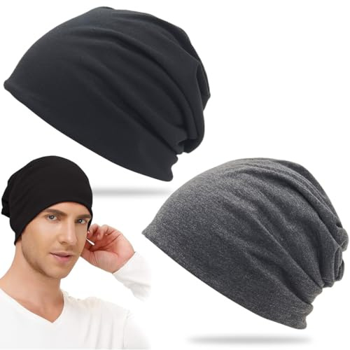 XOXVURI Pack Of 2 Winter Hat For Men And Women, Cappello Uomo Invernale Beanie Hat Skull Cotton Slouch Beanie Unisex Warm Sports Cap For All Seasons Skiing Cycling Training