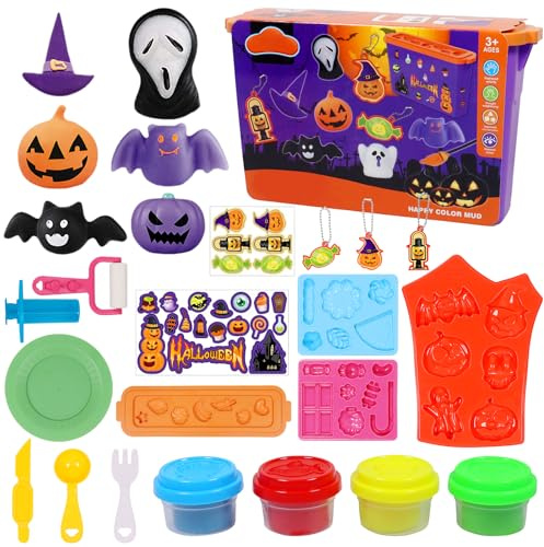 Mecctuck 22 Pièces Pate a Modeler, Pate à Modeler Halloween, Accessoire Pate a Modeler Enfant, Plasticine Halloween, Cadeau Halloween pour Cadeaux de Fête Carnaval Anniversaire (A)