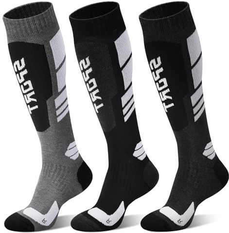 Loiyadn Ski Socks - 3 Pairs Warm Merino Wool Snowboard Socks Thermal Sock for Mens Womens in Cold Weather for Cycling Skiing Hiking