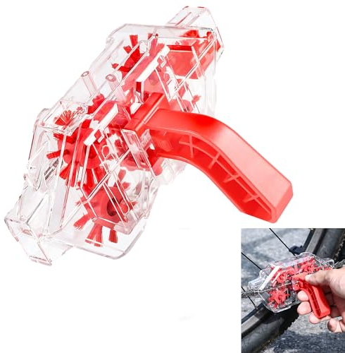 Syiyunran Limpiador De Cadenas Bicicleta Cepillo Transparente Sumergir - Rojo, 1 Unidad, Limpia Desengrasante Bicicletas Accesorio Transmisiones, para Carretera, Montaña, Limpieza