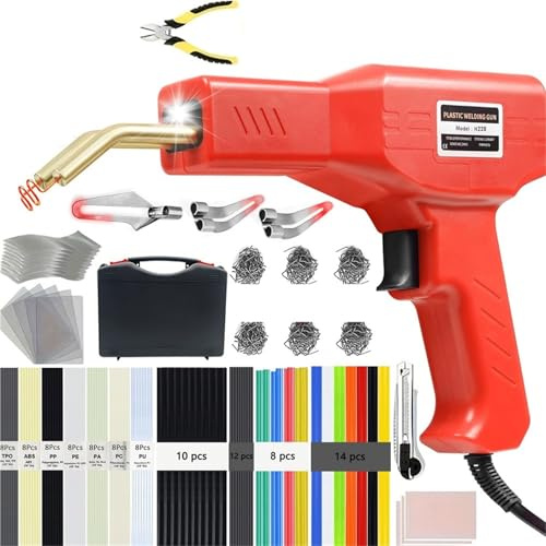 Soudure plastique Outil Carrosserie Soudage plastique 200-220 W, agrafeuse à chaud, pistolet à souder 3 en 1, réparation de pare-chocs de voiture, fixation de surfaces en plastique(220W Style 1)