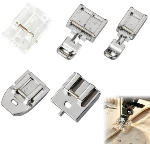 5Pcs Zipper Foot for Sewing Machine - Includes Walking Foot & Invisible Zipper Foot - Compatible with Brother, Singer, Janome & Other Low Shank Household Machines