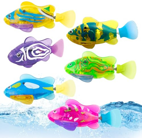 WDKXCN Robo Fish, 6 st fiskrobot med LED-ljus för katt leksak