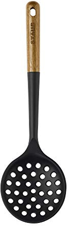 STAUB Skimmer Spoon, Perfect for Straining or Lifting Meat and Veggies from Broth, Durable BPA-Free Matte Black Silicone, Safe for Nonstick Cooking Surfaces