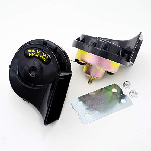 YIYDA Corno per auto Horn Corno elettrico per auto 115DB Clacson Corno per moto Tono alto e basso con staffa Altoparlante nero Corno per nave Tromba d'aria resistente all'acqua per 12V Auto Camion ect