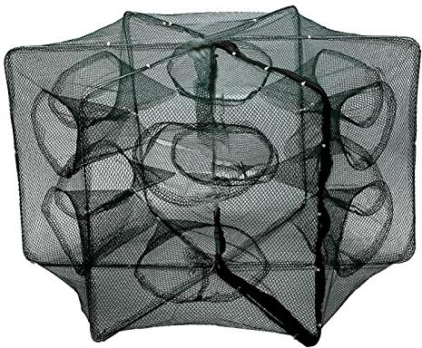 Gefaltetes Fischernetz, 6/12 Löcher Faltbares Fischernetz Fischgarnelen Minnow Langusten Krabben Baitcast Mesh Trap Baits Dip Cage Automatic(12Holes) Krebsreuse