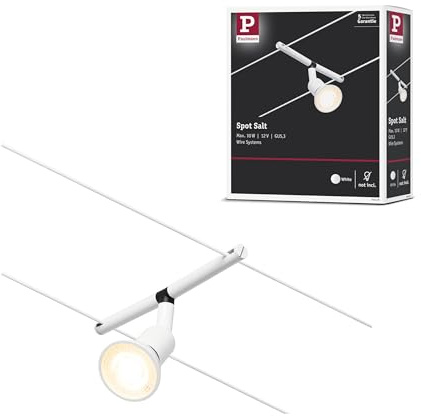 Paulmann 94445 CorDuo Seilsytem Spot Salt DC max. 10 Watt Seilleuchte erweiterbar Weiß matt Kunststoff GU5,3 Drahtseilsystem ohne Leuchtmittel
