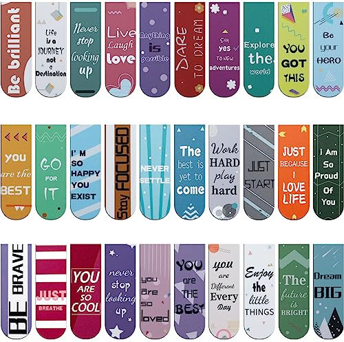 MWOOT 30 Pezzi Citazioni Ispiratrici Segnalibri Magnetici di Pagina,Incoraggiante Magnet Bookmark Set,Motivazionale Clip di Pagina per Studenti Scuola Ufficio Forniture di Lettura(2x6cm)
