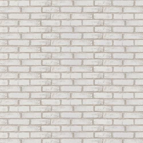 Timeet Beige White Brick Peel and Stick Wallpaper 17.7×118.11 Faux Brick Wallpaper Self Adhesive Removable Wall Ppaper for Living Room Bedroom Decoration Vinyl Film Roll