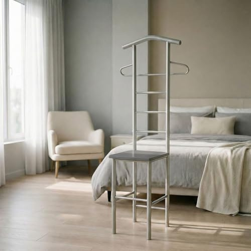CARO-Möbel Perchero para caballero Stummer Diener Jivo, en gris antracita, 121 cm, perchero con percha para pantalones