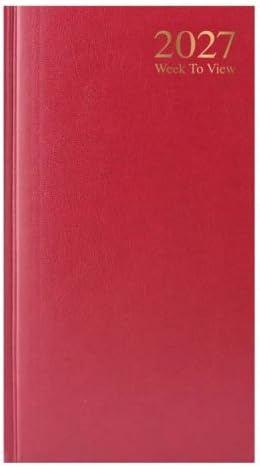 Orbitron 2027 Slim DIARY - Week To A View - Soft Vinyl Cover - Black Blue or Red (Red)