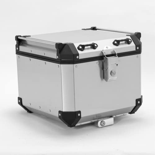SFriding Aluminum 50L Top Case for Honda CRF1000L Africa Twin 2016-2017, Trunk Bag Luggage Tail Box with Mounting Bracket and Security Locks, Silver