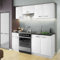 .Deftrans Küchenmöbel First - 5-teiliger Set in Hochglanz-Weiß, inkl. 80 cm Spülschrank, 40 cm Schubladenschrank, 60 cm Dunstabzugshaube, 80 cm Hängeschrank 40 cm - Ohne Elektrogeräte