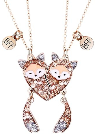 CYNOSURETECH 2 Pieces Magnetic Friendship Fox Necklace - Best Friend Gift With Cartoon Pendant Jewelry