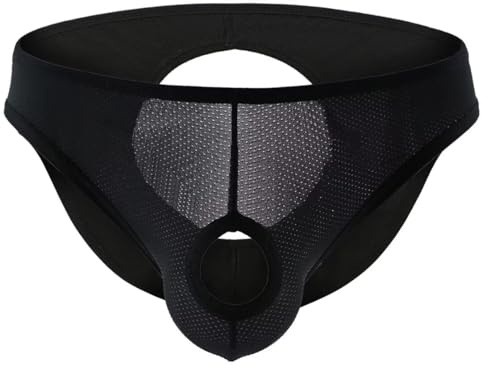 Faringoto Sous-vêtements pour homme avec devant ouvert Slips de couleur unie respirant avec poche de renflement, noir, X-Large