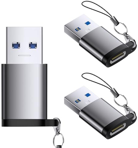 USB C Female to USB Male Adapter 3 Pack, OTG Converter, Type C to USB A Charger Cable Converter Compatible for Apple Watch iPhone 16 15 14 13 AirPods 3 MacBook Samsung S24 Nintendo Switch Car