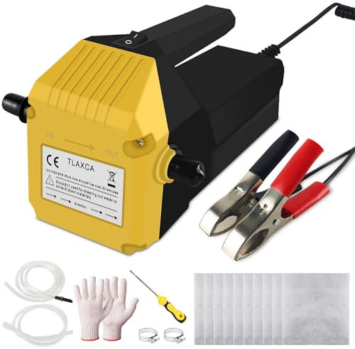 Nartov Oil Extractor Pump 12V/80W, Fuel Transfer Pump, Oil/Diesel, Vacuum Oil Suction Pump with Hose, Portable Oil Suction Pump for Motorcycle Car Truck Farm Vehicle (YELLOW)