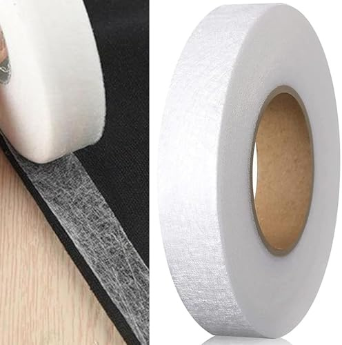 DILUSILK 64 Metres Wonder Web Hemming Tape, Adhesive Fabric No Sew Hem Tape Roll Iron on Tape for Trousers Clothes Jeans Garment Curtains(2cm-White)