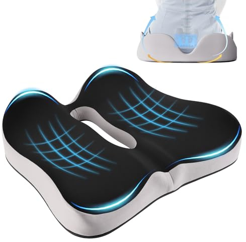 Cojin Silla Oficina Coxis Cojín Ergonomico Ordenador Ortopedico Ciatica Lumbar Hemorroides Viscoelastico Mujer Asiento Hombre Antiescaras Gaming Ergonómico Hueso Sacro Ortopédico Seat Cushion Dolor