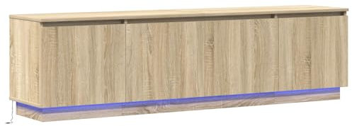 vidaXL Sonoma Eiche TV Stand mit LED-Beleuchtung | Design mit schwebenden Regalen | Texturierter Holzwerkstoff | Moderne Wohnzimmermöbel | Viel Stauraum | Stylische Medienkonsole