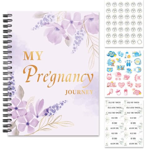 Journal De Grossesse - Papier 28.5x21cm, Planificateur De Maman À Couverture Rigide 330G, Carnet De Grossesse Semainier Avec Autocollants, Livre De Mémoire De Croissance De Bébé Créatif | Cadeau De