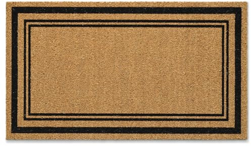 Kelarea Front Door Mat Natural Coco Coir Doormat with Heavy Duty Backing, 17 x 30 Minimalist Square Frame Non-Slip Welcome Mats for Indoor Outdoor Entrance Porch