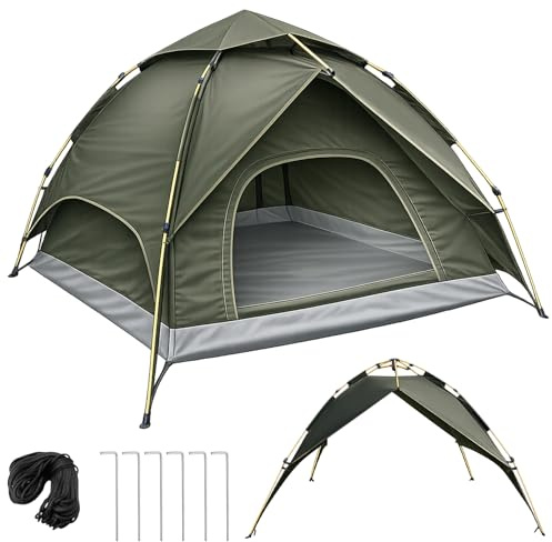 Tenda da campeggio per 2-3 persone, tenda a cupola pop-up con telo esterno rimovibile, 230 x 230 x 165 cm, impermeabile e antivento. Tenda a montaggio automatico per campeggio, tour in moto e festival