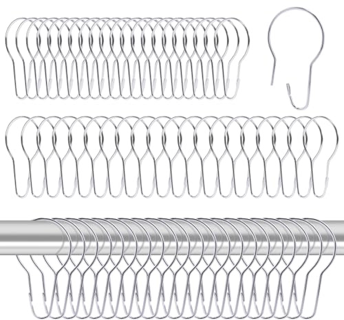 60 Stück Gardinenringe Duschvorhang Haken Edelstahl Verschiebbare Duschvorhangringe Silber Rostfrei Duschvorhang Ringe 70 * 40mm für Badezimmer, Küche, Schlafzimmer Wohnzimmer, Vorhang Stange
