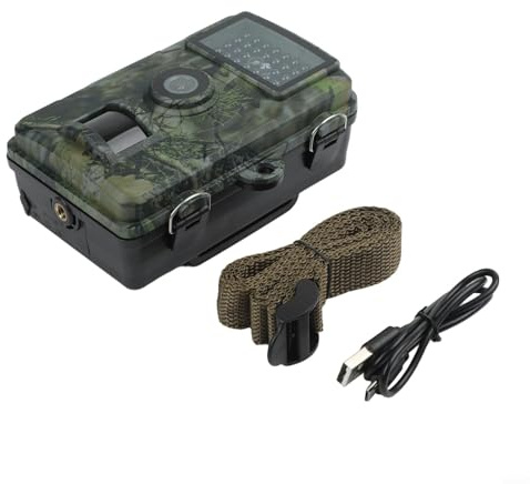 Videocamera resistente alle intemperie con risoluzione 12 MP e video HD 1080p per osservazione della fauna selvatica, inclusi 40 LED IR per visione notturna e schermo da 2 pollici per l'installazione