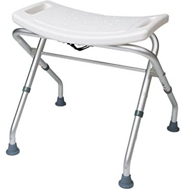 Cymam - Taburete de Ducha Plegable para Personas Mayores - Altura Regulable - Asiento Antideslizante con Desagües - Montaje sin Herramientas