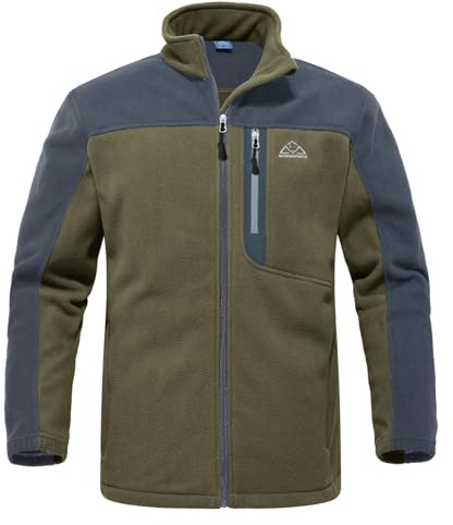 YSENTO Mens Outdoor Micro Fleece Full Zip Top Warm Winter Fleece Thermal Lightweight Walking Jacket(Green,L)
