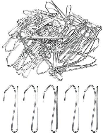 SUNFUA 50 Stück Metall Gardinenhaken Vorhang Haken Pins, Vorhanghaken für Fenstervorhänge Türvorhänge und Duschvorhänge (Silber)