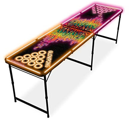 MYBEERPONG® LED Bierpong Tisch | Space Lava Design | Beer-Pong Tisch mit LED-Beleuchtung + 6 Premium Bälle | Trinkspiel für Party & Geburtstag