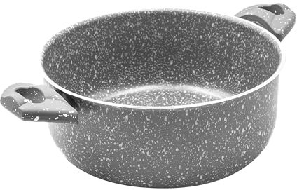 Zanetti - Pietra Rara, Casseruola Antiaderente in Alluminio Effetto Pietra, Maniglie Soft Touch, Diametro 24 cm, Made in Italy