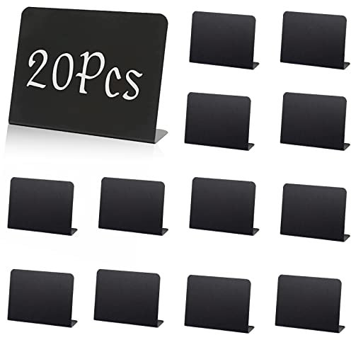 Preisschilder Aufsteller 20 Stück Schiefertafel zum Beschriften Mini Tafeln Schwarze Kunststoff 100x75mm Buffet Schilder Klein Kreidetafeln für Buffet Hochzeit Schule Party Memo Menü