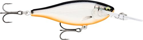 Rapala - Shad Rap Fishing Lure Balsa Konstruktion (Bleilos) - schwimmender Süßwasserköder - Schwimmtiefe 2,7 m - Größe 5,5 cm / 7g - Made in Estland - vergoldete Silberschatt