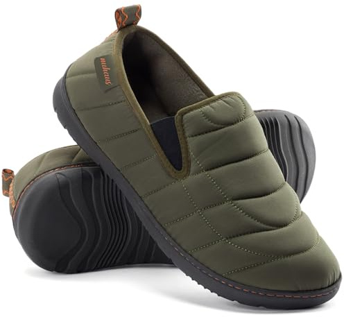 Nuhaus Mens Slippers Outdoor Memory Foam Slip On Indoor House Shoes Loafers(2023,ArmyGreen,Size 10)