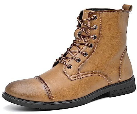 LUODENGLANG Chukka Boots Casual Fashion Oxford Dress Boots Leather Lace Up Desert Ankle Boots Classic For Men Lightweight Anti Slip Brown 44 M 10