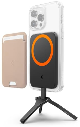 Spigen OneTap MagFit+ Tripod MagSafe Stand Holder, Doule-Sided Magnetic Attachment, Portable Mount, Designed for MagSafe Accessories, Wallets, Cases, Ring, and iPhone 17,16,15,14,13,12 Models - Black