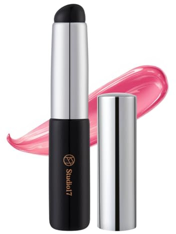 STUDIO17 Silicone Lip Brush for Lip Coloring | Lip Makeup Brush for Even & Detailed Application on Lip Color | Silicone Tip for Easy Use & Hygiene | Korean Lip Brush with Portability, Black