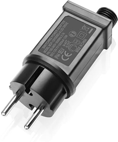 MEIRIYFA 12W LED Niederspannungs Transformator, Netzteil Stecker 12V 1A Wasserdicht IP 44 für Weihnachtslicht, Eiszapfenlichter (Schwarz)