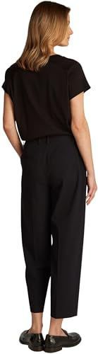Tommy Hilfiger Donna Pantaloni in Tessuto Stretch Tapered Caviglie Scoperte, Nero (Black), 38