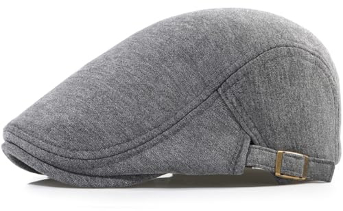 Taidor Men's Cotton Newsboy Hats Flat Ivy Gatsby Cap Irish Cabbie Ivy Driving Hunting Hat Dark Grey