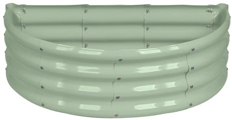 Harbour Housewares Raised Garden Bed - Green - 95 x 45cm - Semi-Circle - Bottomless Galvanised Steel Metal Planter Box for Growing Outdoor Plants, Vegetables, Flowers and Herbs