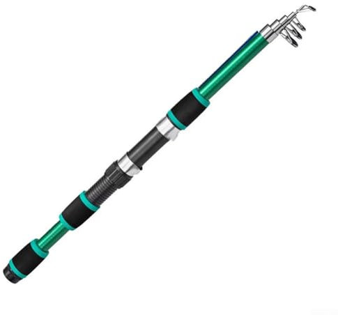 ZWEquipint Teleskop-Angelrute aus Kohlefaser, Kombi-Set, mit Spinnrolle, Angeltasche, 1,8 m einziehbar, ultraleicht, zum Karpfenangeln, Grün